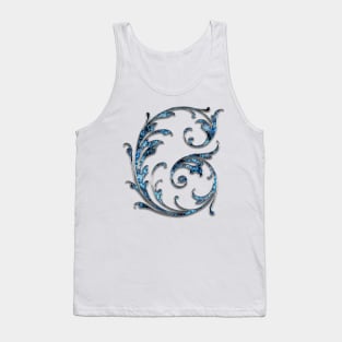 Ornate Blue Silver Letter G Tank Top